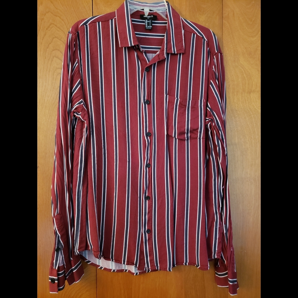 Forever 21 Men's Striped Button Up